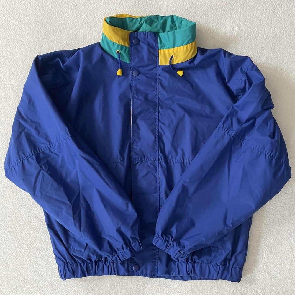 Vintage 90s Eagles Ridge Mens Large Windbreaker Blue Colorblock Jacket 10655